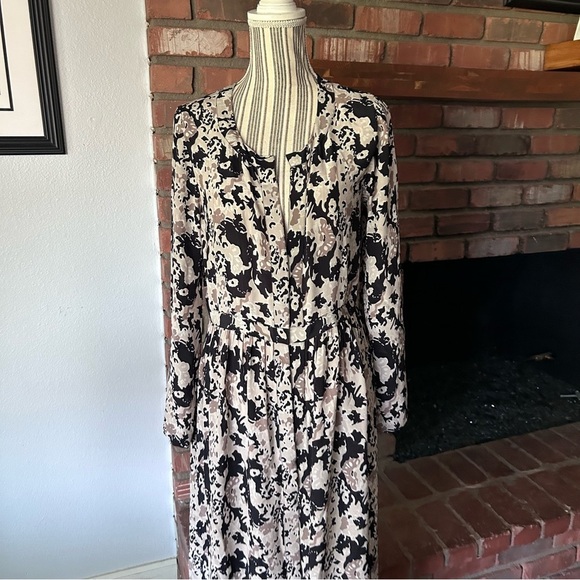 Rungolee Carmina Silk Maxi Dress Tan Black Sz S - Picture 2 of 12